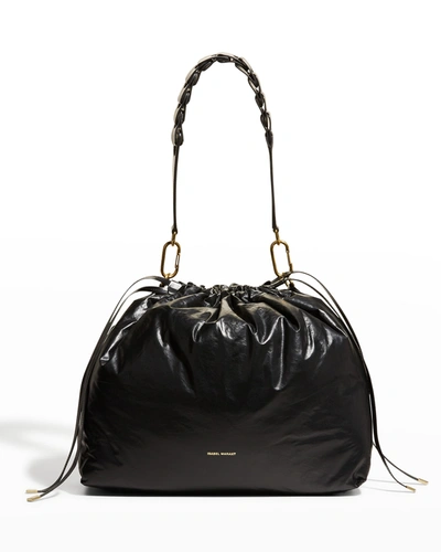 Shop Isabel Marant Baggara Puffy Drawstring Shoulder Bag In 01bk Black