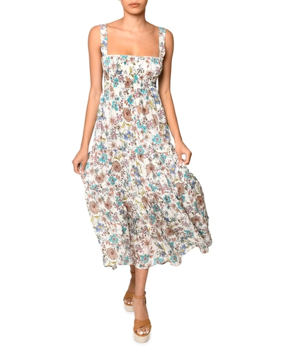 Shop Nicole Miller Jasmine Floral-print Tiered Maxi Dress In White/mult