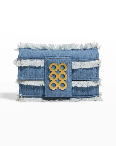 Shop Kooreloo Amalfi Fringe Denim Crossbody Bag In Denim W Trim