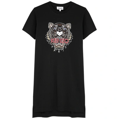 Shop Kenzo Black Tiger-print Cotton T-shirt Dress