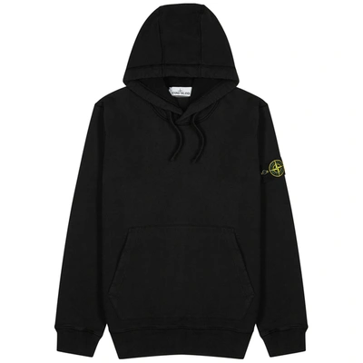 Shop Stone Island Black Hooded Cotton Sweatshirt