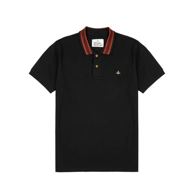 Shop Vivienne Westwood Black Piqué Cotton Polo Shirt