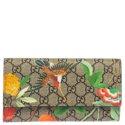 Pre-owned Gucci Multicolor Gg Supreme Tian Continental Flap Wallet