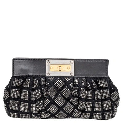 Pre-owned Marc Jacobs Black Suede And Leather Embellished Clutch