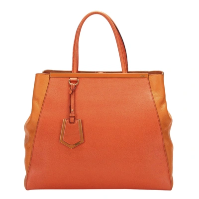 Pre-owned Fendi Orange Leather Large 2jours Tote Bag