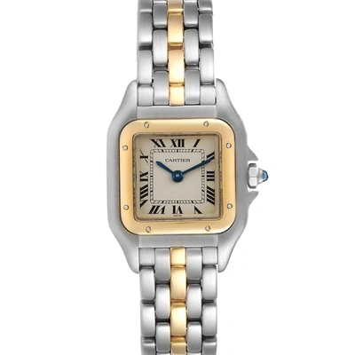 Pre-owned Cartier Silver 18k Yellow Gold And Stainless Steel Panthere W25029b5 Women's Wristwatch 22 Mm