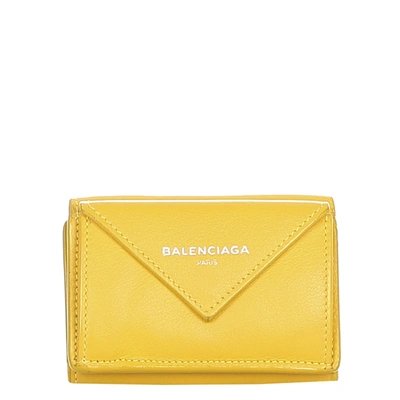 Pre-owned Balenciaga Yellow Leather Papier Compact Wallet