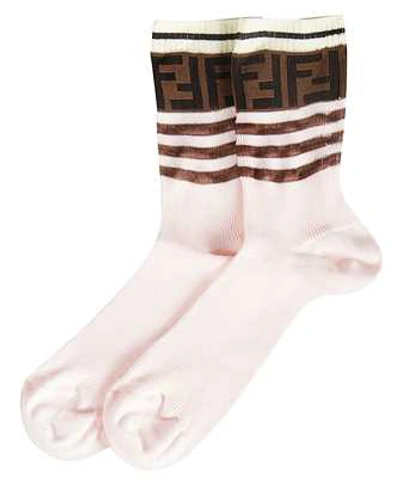 Shop Fendi Logo Embroidered Socks In Pink