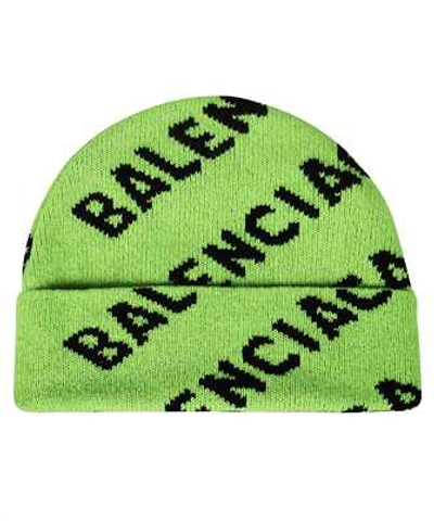 Shop Balenciaga Allover Logo Beanie In Green