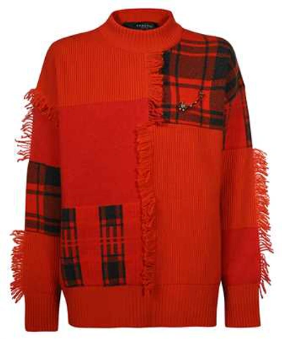 Shop Versace Tartan Patchwork Wool Knit In Red