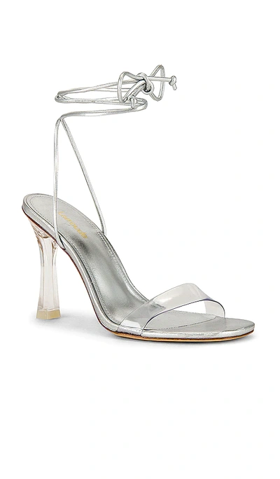 Shop Larroude Gloria Heel In Metallic Silver