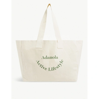 Shop Adanola Women's Cream Green Active Lifestyle Canvas Tote Bag