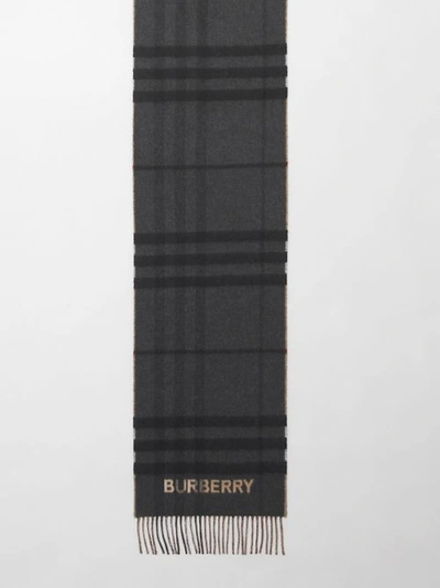 Shop Burberry Contrast Check Cashmere Scarf In Archive Beige/black