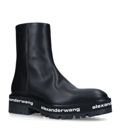 Shop Alexander Wang Leather Logo Sanford Boots In Black
