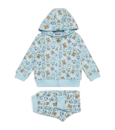 Shop Moschino Kids All-over Teddy Bear Tracksuit (6-36 Months) In Blue
