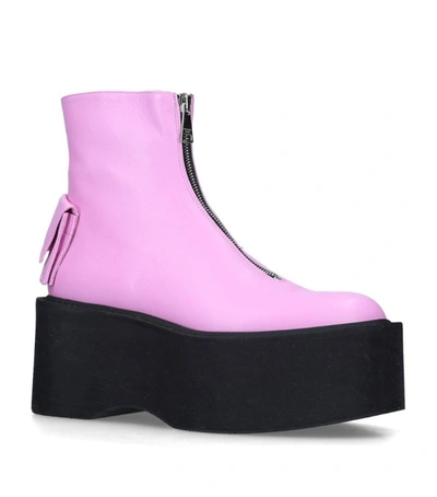 Shop Natasha Zinko Leather Pocket-detail Platform Boots 100 In Pink