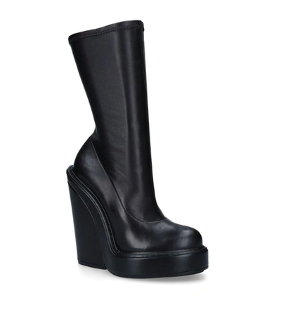 Shop Givenchy Leather Platform Boots 105 In Black