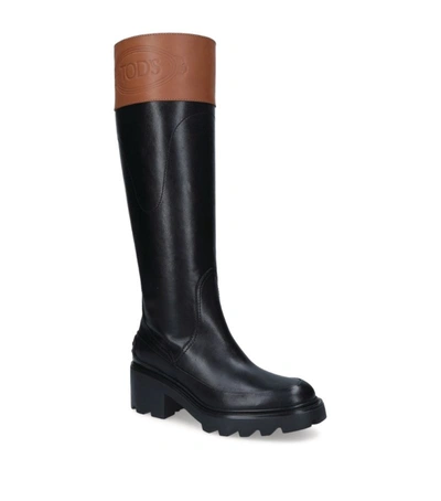Shop Tod's Leather Knee-high Boots 60 In Multi