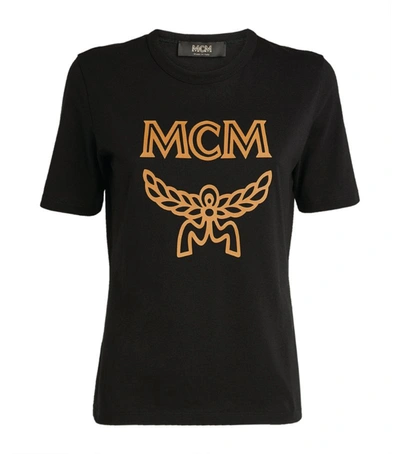 Shop Mcm Cotton Logo T-shirt In Black