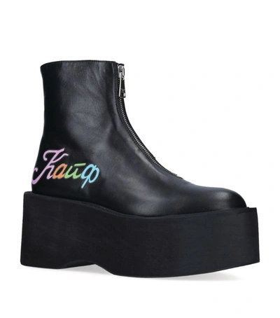 Shop Natasha Zinko Leather Kaif Platform Ankle Boots 100 In Black