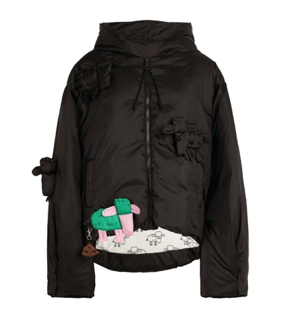 Shop Natasha Zinko Sheep Appliqué Padded Jacket In Black