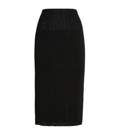 Shop Victoria Beckham Knitted Midi Skirt In Black