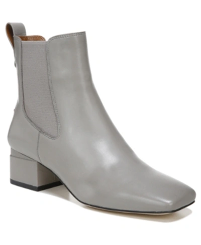 Shop Franco Sarto Waxton Square Toe Booties In Grey Leather