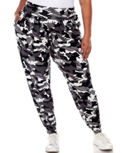 White Mark Plus Size Camo Harem Pants In Black Army Inspired