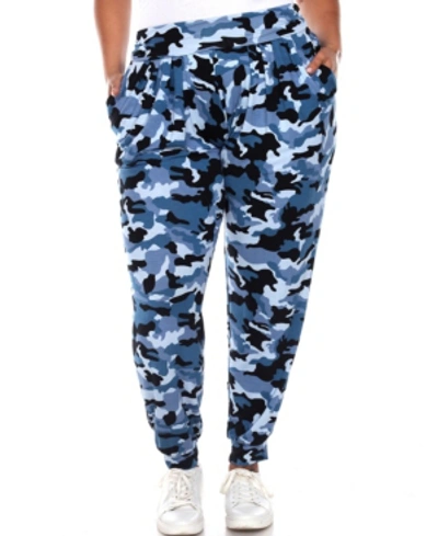 Shop White Mark Plus Size Camo Harem Pants In Blue Army Inspired