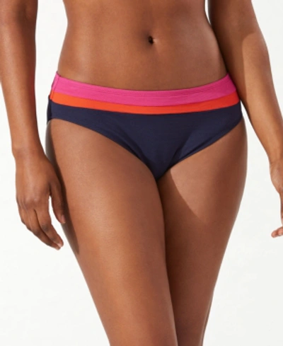 Shop Tommy Bahama Colorblocked Hipster Bikini Bottoms Women's Swimsuit In Navy