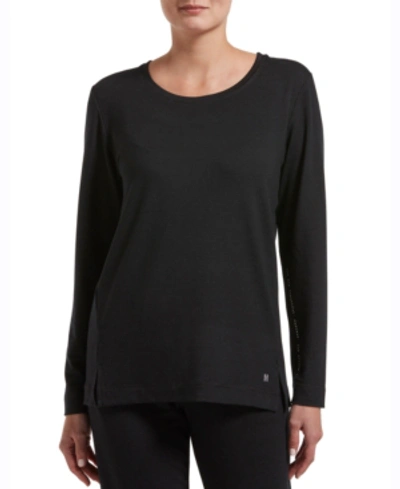 Shop Hue Plus Size Solid Long Sleeve Lounge T-shirt In Black