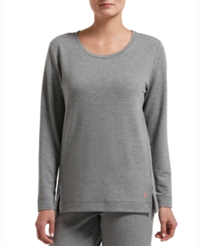 Hue Plus Size Solid Long Sleeve Lounge T-shirt In Gray
