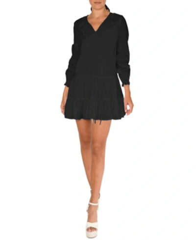 Shop Nicole Miller Tiered Shift Dress In Black