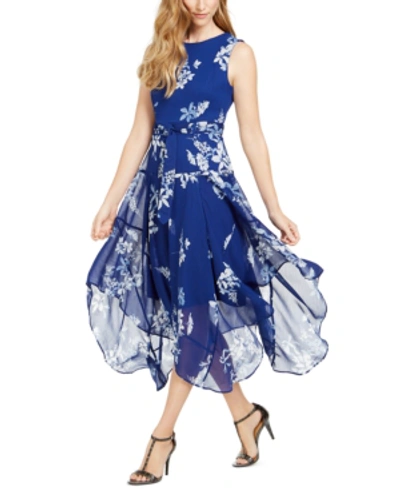 Calvin Klein Printed A-line Dress In Navy Blue Multi | ModeSens