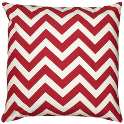 Shop Rizzy Home Chevron Polyester Filled Decorative Pillow, 18" X 18" In Red