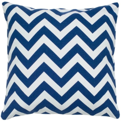 Shop Rizzy Home Chevron Polyester Filled Decorative Pillow, 18" X 18" In Blue
