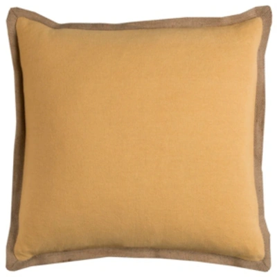 Shop Rizzy Home Jute Trim Solid Polyester Filled Decorative Pillow, 22" X 22" In Yellow