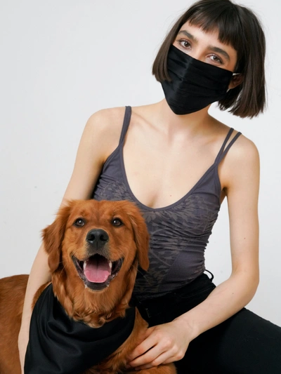 Shop Aapetpeople Silk Bandana + Mask Set In Black