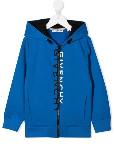 Shop Givenchy Logo-print Hooded Jacket In Blue