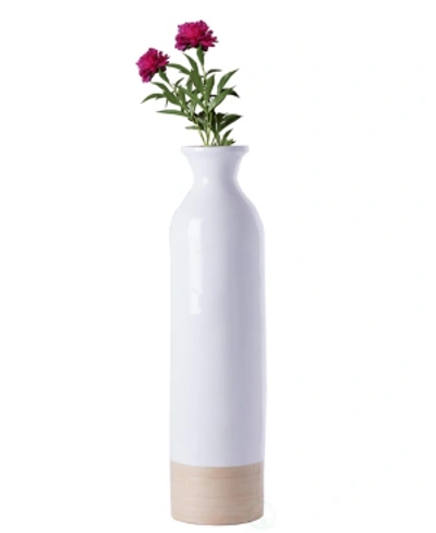 Shop Uniquewise Cylinder Shaped Tall Spun Bamboo Floor Vase Glossy Lacquer Bamboo, Small In White