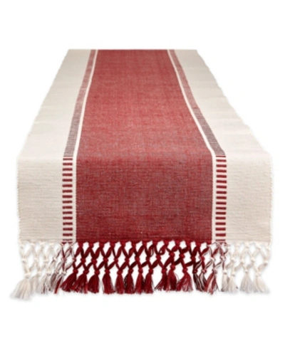 Shop Design Imports Dobby Stripe Table Runner, 13" X 72" In Red
