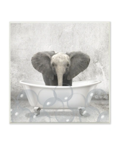Stupell Industries Baby Elephant Bath Time Cute Animal Design Wall Plaque Art, 12" X 12" In Multi-color