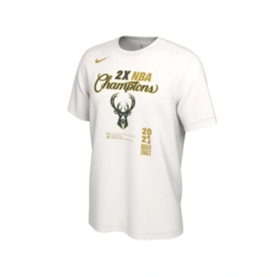 Shop Nike Milwaukee Bucks Men's Finals Champ Locker Room T-shirt In White