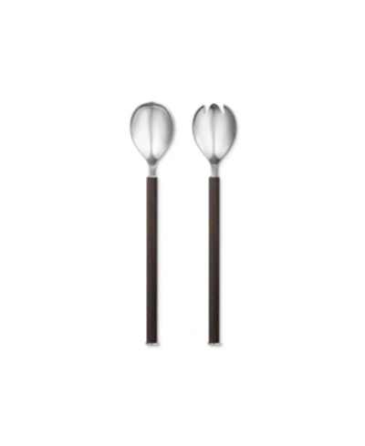 Georg Jensen Polished Stainless-steel And Wood Salad Tossing Set In Oak