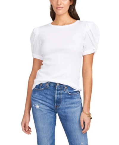 Shop 1.state Women's Puff Sleeve Short Sleeve Knit T-shirt In Ultra White