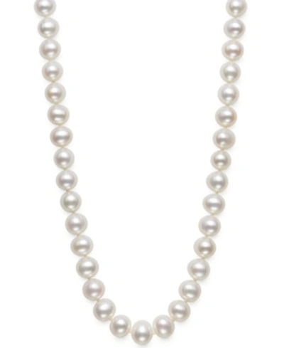 Shop Belle De Mer Aa 18" Cultured Freshwater Pearl Strand Necklace (7-1/2-8-1/2mm) In White