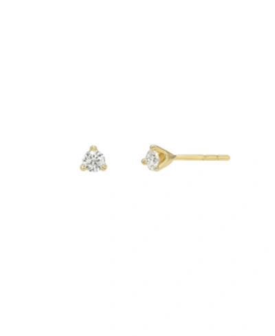 Shop Zoe Lev 3 Prong Diamond 14k Yellow Gold Stud Earrings
