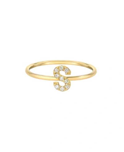Shop Zoe Lev Diamond Initial 14k Yellow Gold Ring In Gold-s