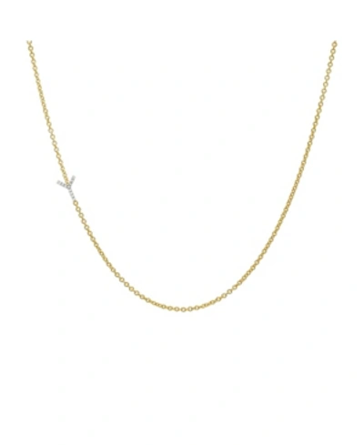 Shop Zoe Lev Diamond Asymmetrical Initial 14k Yellow Gold Necklace In Gold-y