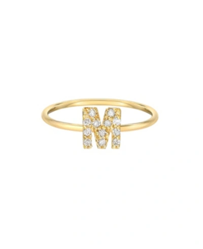 Shop Zoe Lev Diamond Initial 14k Yellow Gold Ring In Gold-m